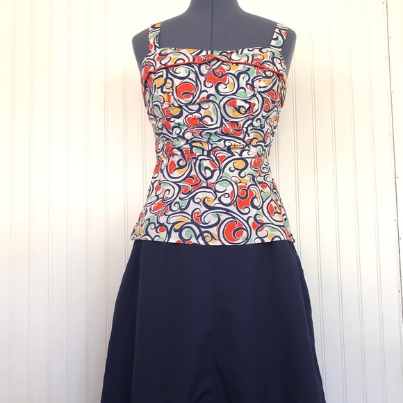 Vintage A-line Knee Length Midi High Waist Skirt Navy Blue Levi Strauss and Co - Picture 13 of 13